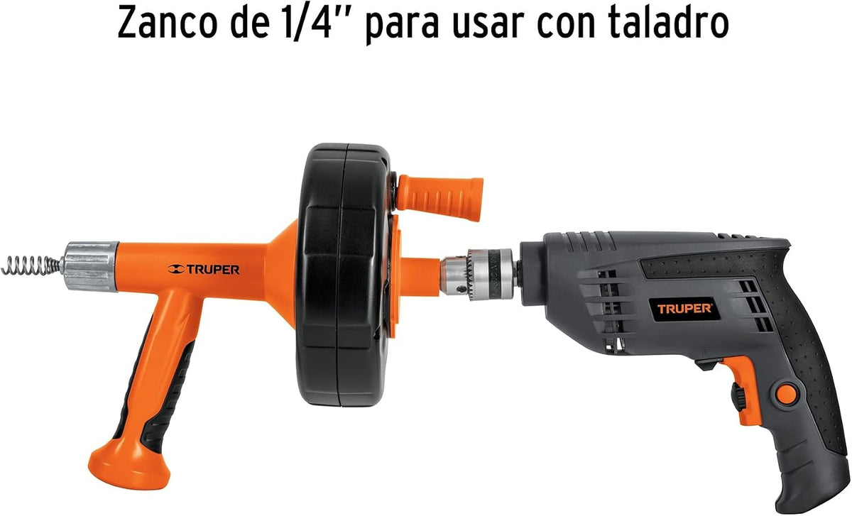 Truper DECA-25X, Destapacaños, 25 pies, alma de acero