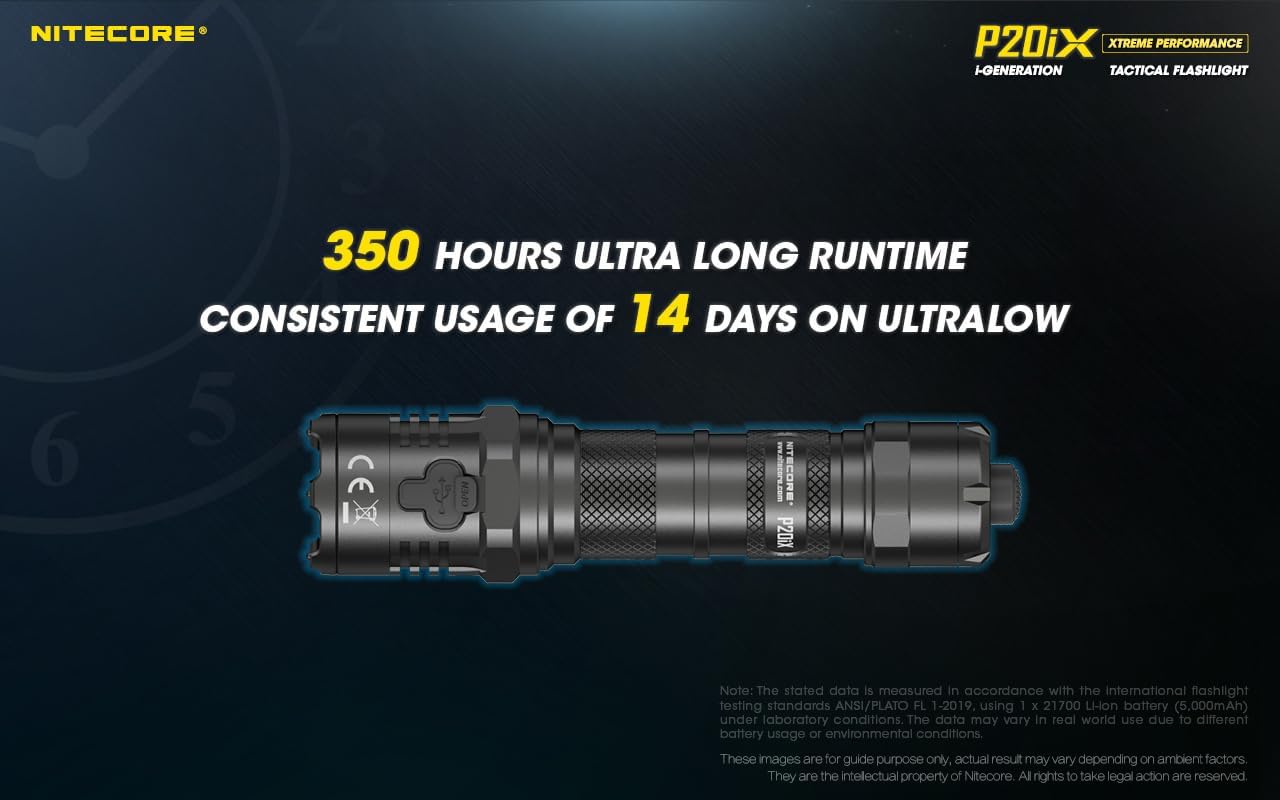 Nitecore P20iX 4000 Lumen USB-C Rechargeable Tactical Flashlight with LumenTac Battery Organizer