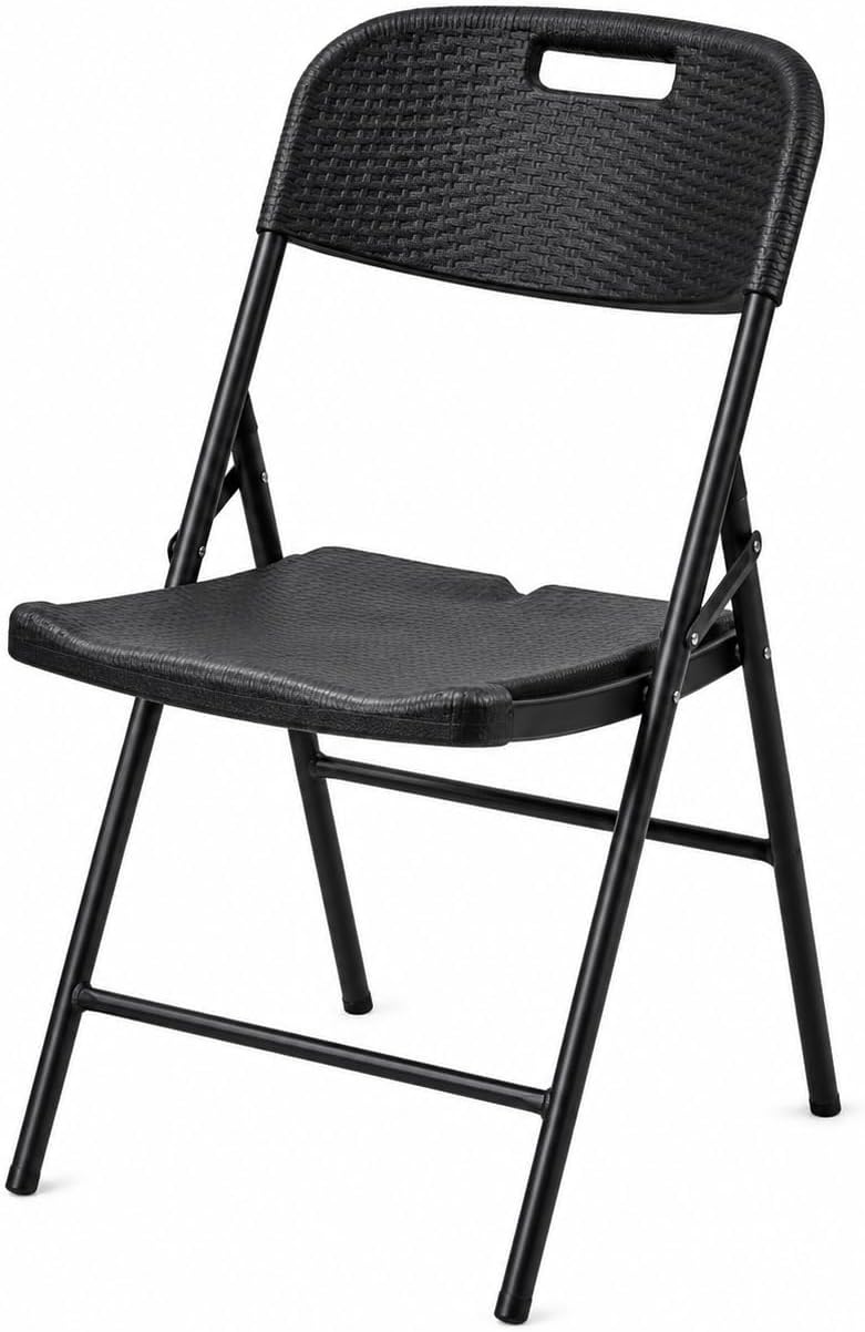 Silla Plegable Diseño Simil Ratán Negro
