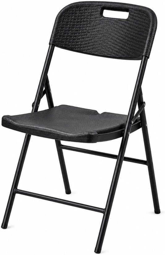 Silla Plegable Diseño Simil Ratán Negro