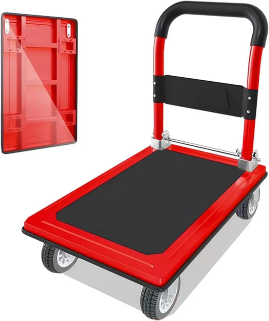 FINYQBET Diablito de Carga Plegable Carro Plataforma, Carga Máx. 350 kg, Ruedas Silenciosas 360° y Plataforma Antidesliz