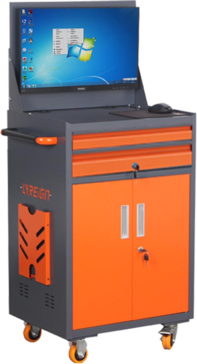 Gabinete industrial de PC, gabinete de seguridad móvil LCD adecuado para taller, cochera, almacén fábrica