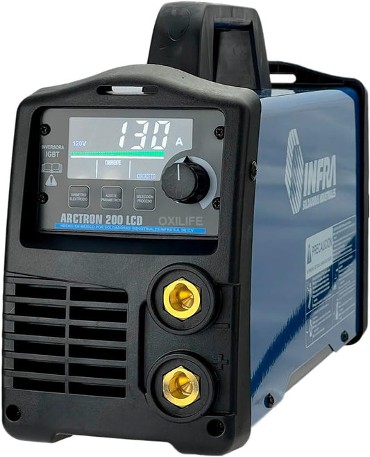 INFRA Soldadora Inversora 200 Amperes Arctron 200 Pantalla LCD 110/220v 50-60 Hz Color Azul