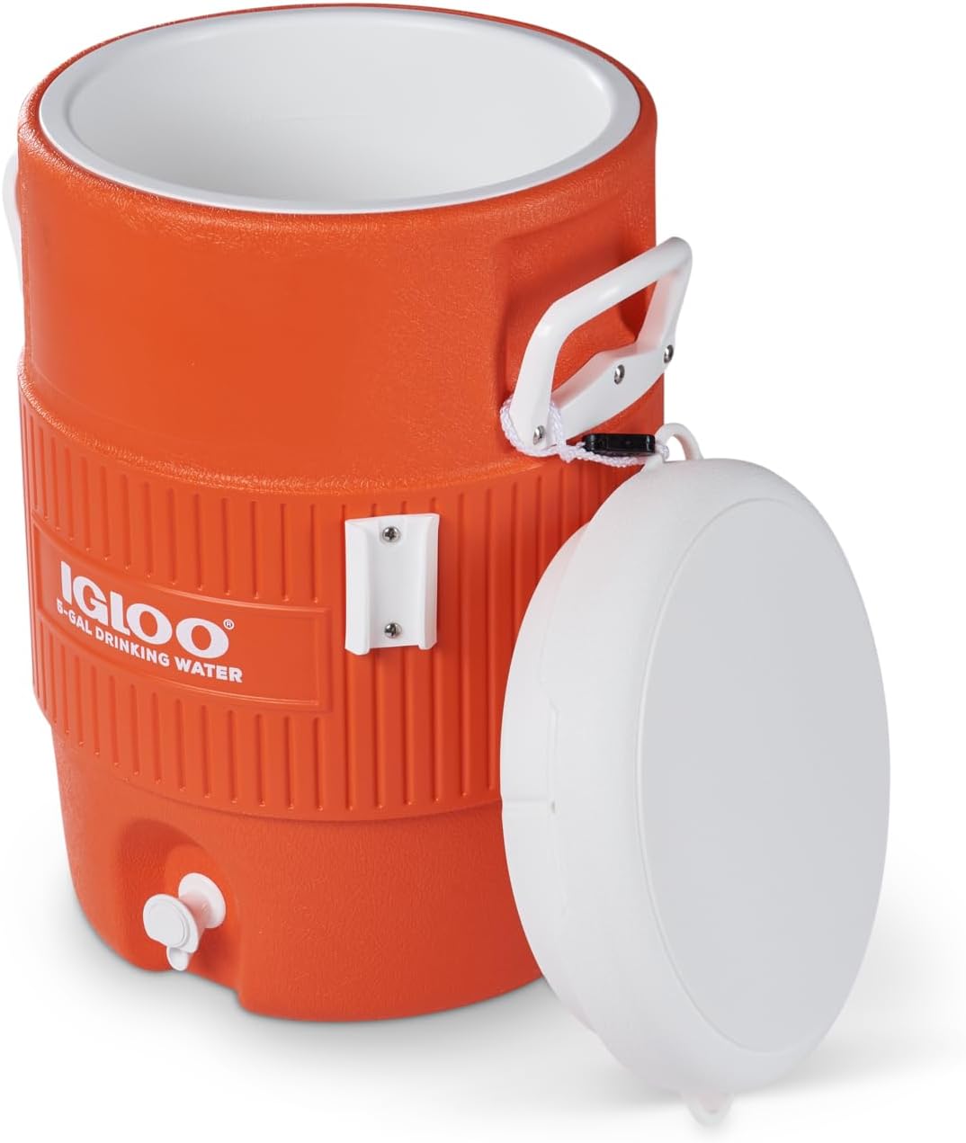 Igloo - Dispensador portátil de agua para bebidas deportivas de 5 galones con tapa plana, naranja brillante