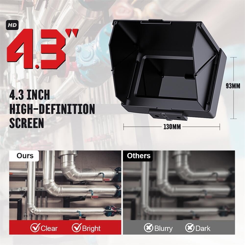 Cámara de Alcantarillado 30m/100ft 4.3" Cámara de Inspección de Tuberías con DVR de 16G, Boroscopio Impermeable IP68 con
