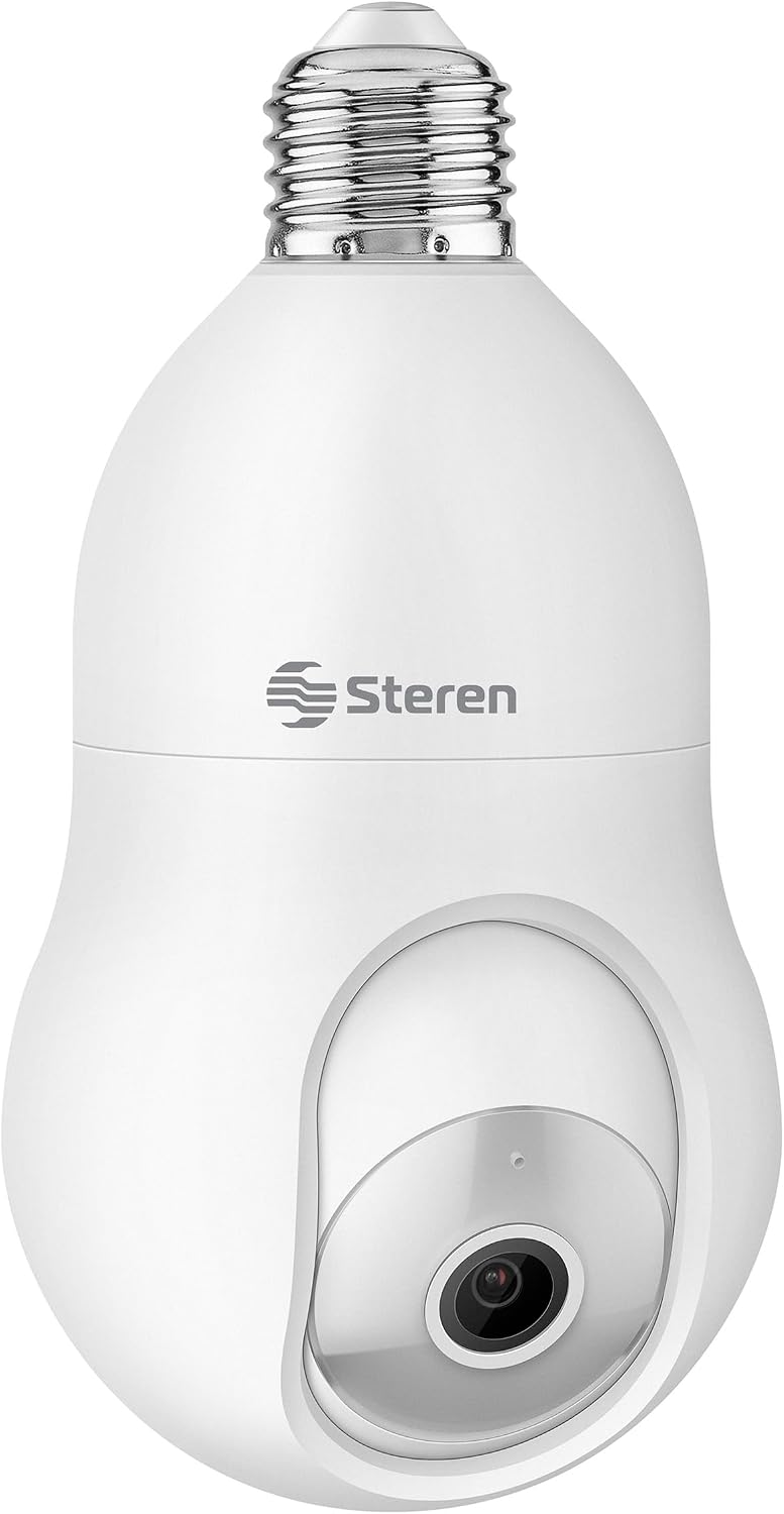 STEREN CCTV-238 Cámara WiFi Robotizada Socket seguidor Movimiento 3MPX, Blanco