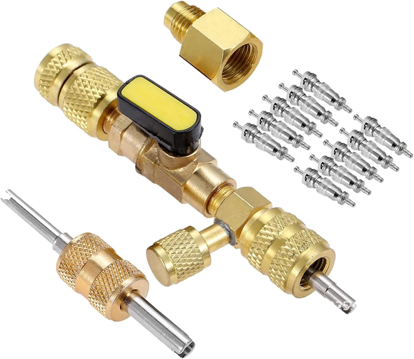 Almencla R410A R22 Extractor de núcleo de válvula de CA, doble tamaño de 1/4 y 5/16 pulgadas, instalación de extracción 
