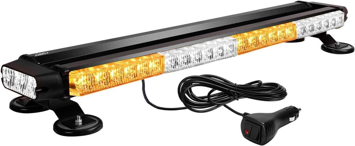 Barra Torreta Estrobo Codigo Leds con Base Magnética 26 PuLG (Amarillo y Blanco)