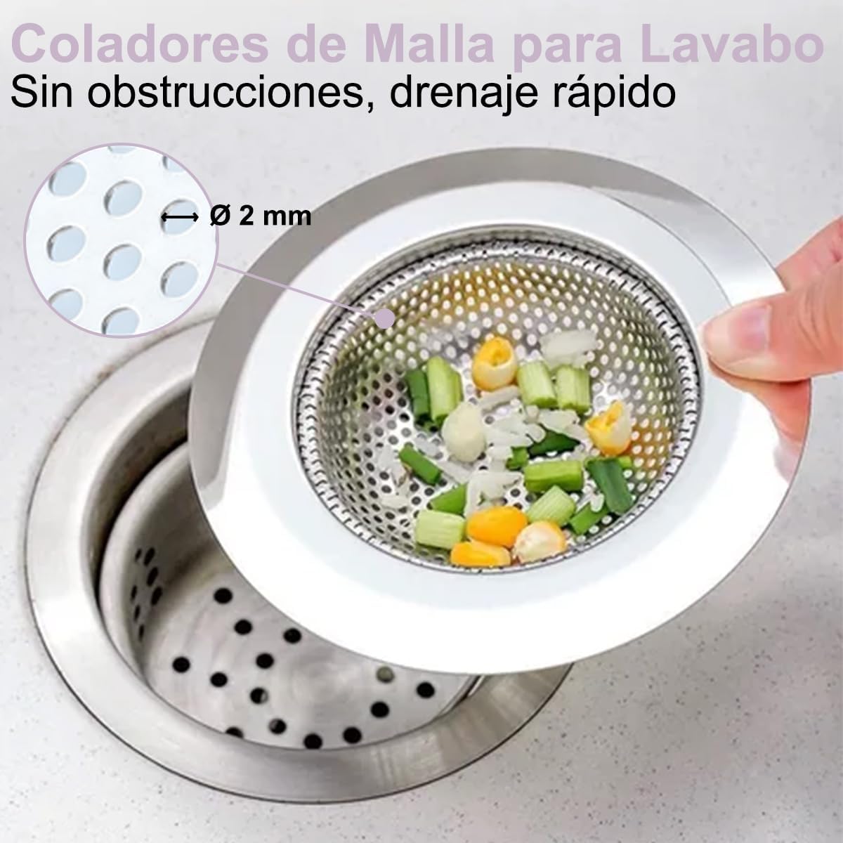 Coladores de Drenaje para Cocina 4PCS Drenaje de Fregadero Anti Obstrucción Colador de Cocina de Malla Rejilla para Cola