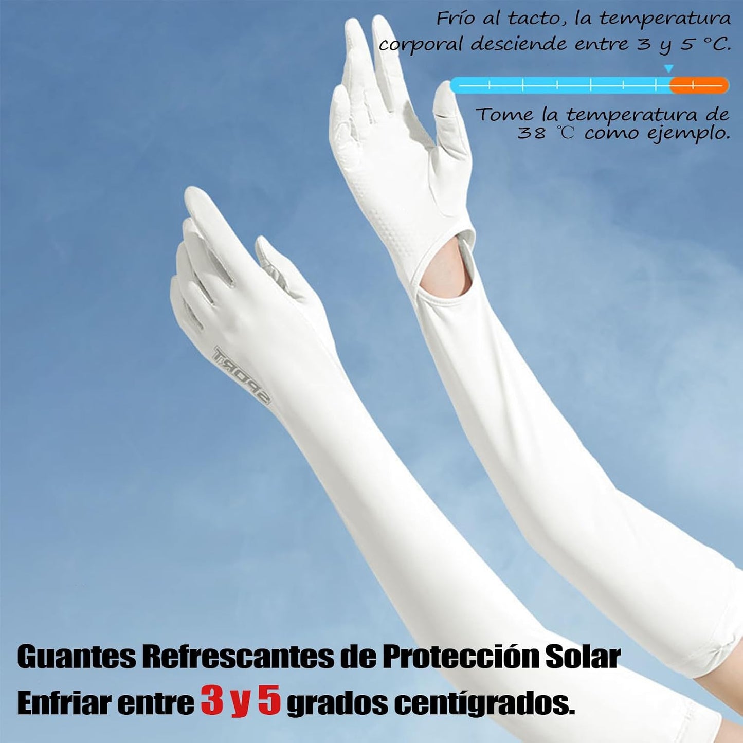 Mangas para Brazos UV, 1 Par Mangas de Protección UV, UPF50+ Protección Larga Brazo para Mujer y Hombres, Guantes Fresco