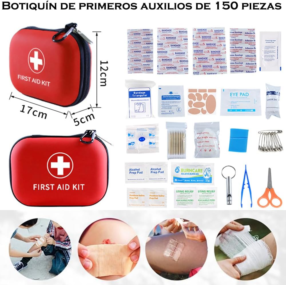 Botiquín de Primeros Auxilios Portátil, 115 PCS Botiquin Primeros Auxilios
