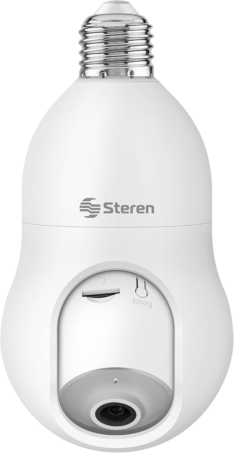 STEREN CCTV-238 Cámara WiFi Robotizada Socket seguidor Movimiento 3MPX, Blanco