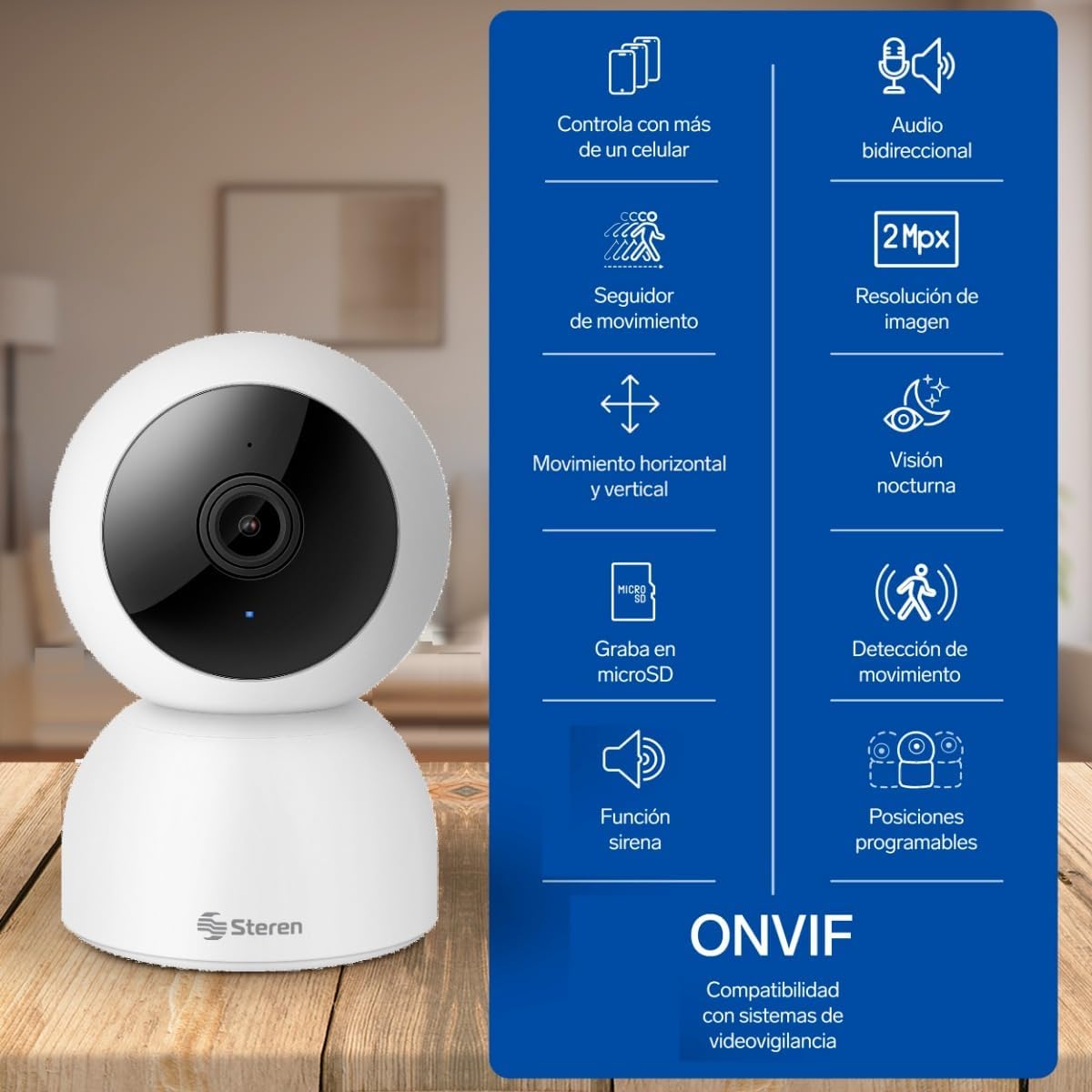 STEREN Cámara de Seguridad Wi-Fi 3 Mpx robotizada con seguidor de Movimiento, Doble Banda CCTV-213