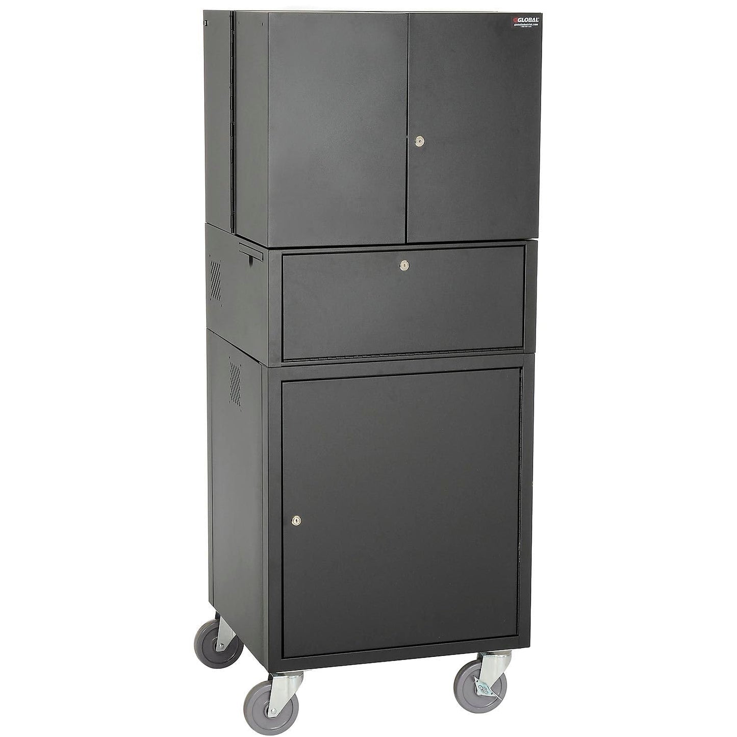 Global Industrial - Gabinete de seguridad para computadora, móvil, ruedas giratorias de 5 pulgadas (2 bloqueos), constru