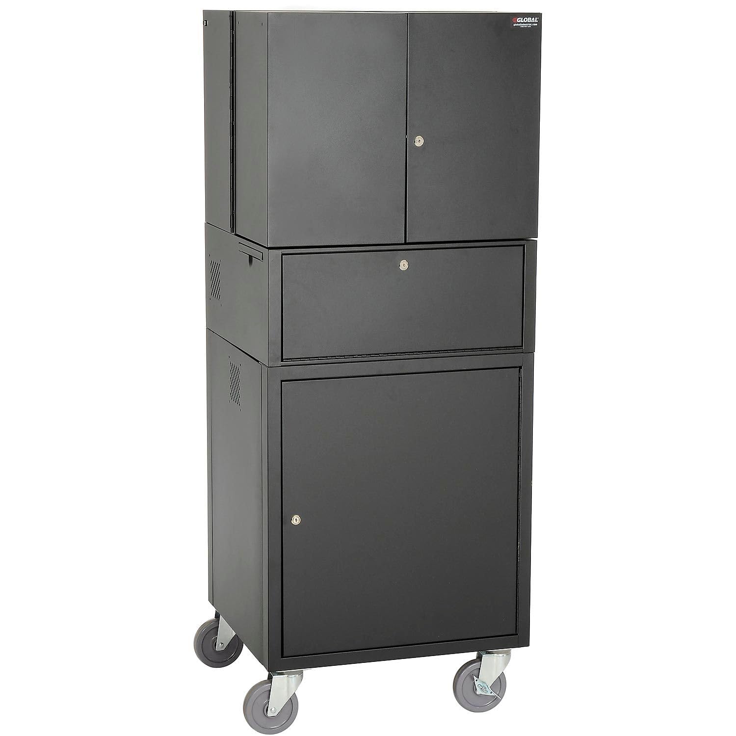 Global Industrial - Gabinete de seguridad para computadora, móvil, ruedas giratorias de 5 pulgadas (2 bloqueos), constru