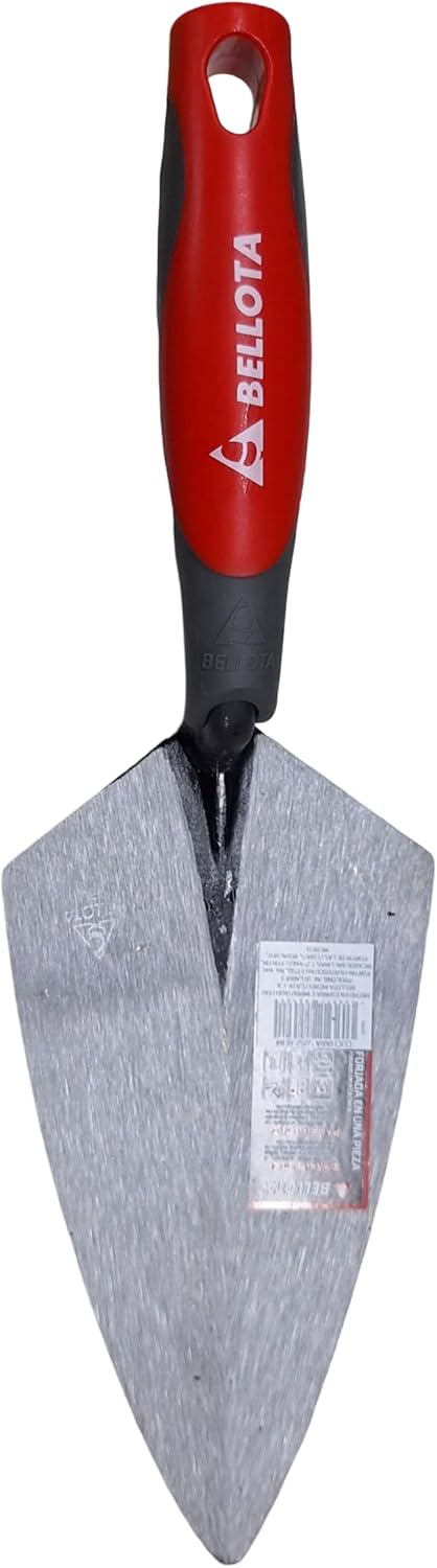 Cuchara para Albañil 9", Mango Ergonómico, Rojo y Negro, Hoja de Acero