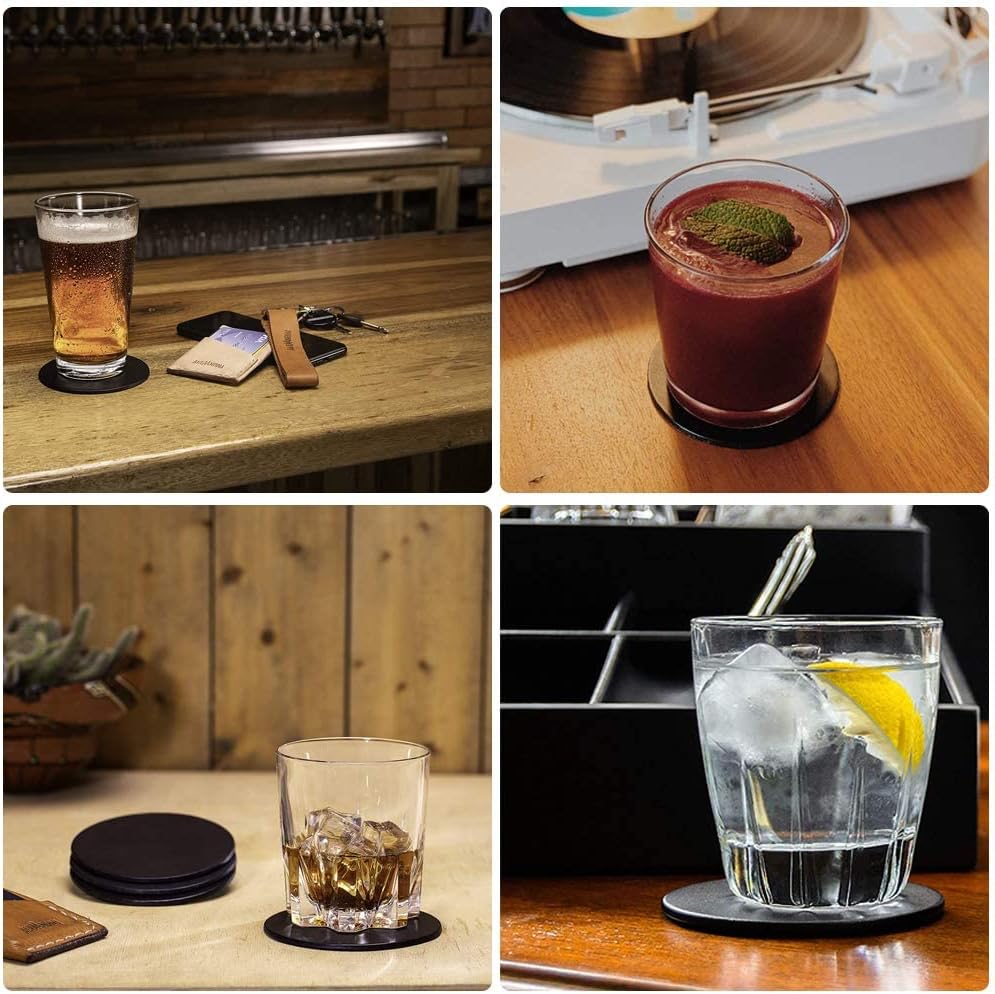 Juego de 6 posavasos de piel para mesa de computadora, duradero y antideslizante, perfectos para tazas de café de vidrio
