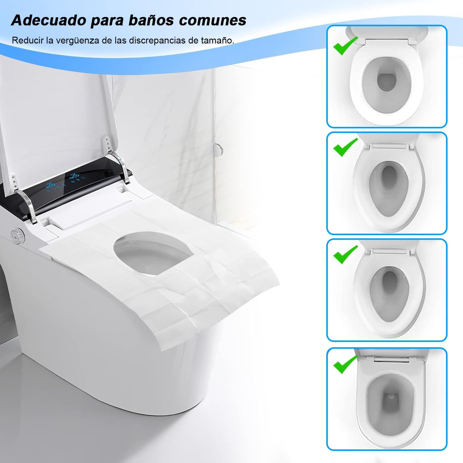 100 Piezas Fundas Desechables para Asiento de Inodoro, Cubierta de Asiento de Inodoro de Papel, Cubierta de Asiento de I