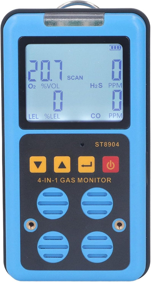 Yunseity Detector de Gas, 4 en 1 CO H2S O2 LEL Monitor de Gas Medidor Analizador con 3 Modos de Alarma Alarma de Vibraci