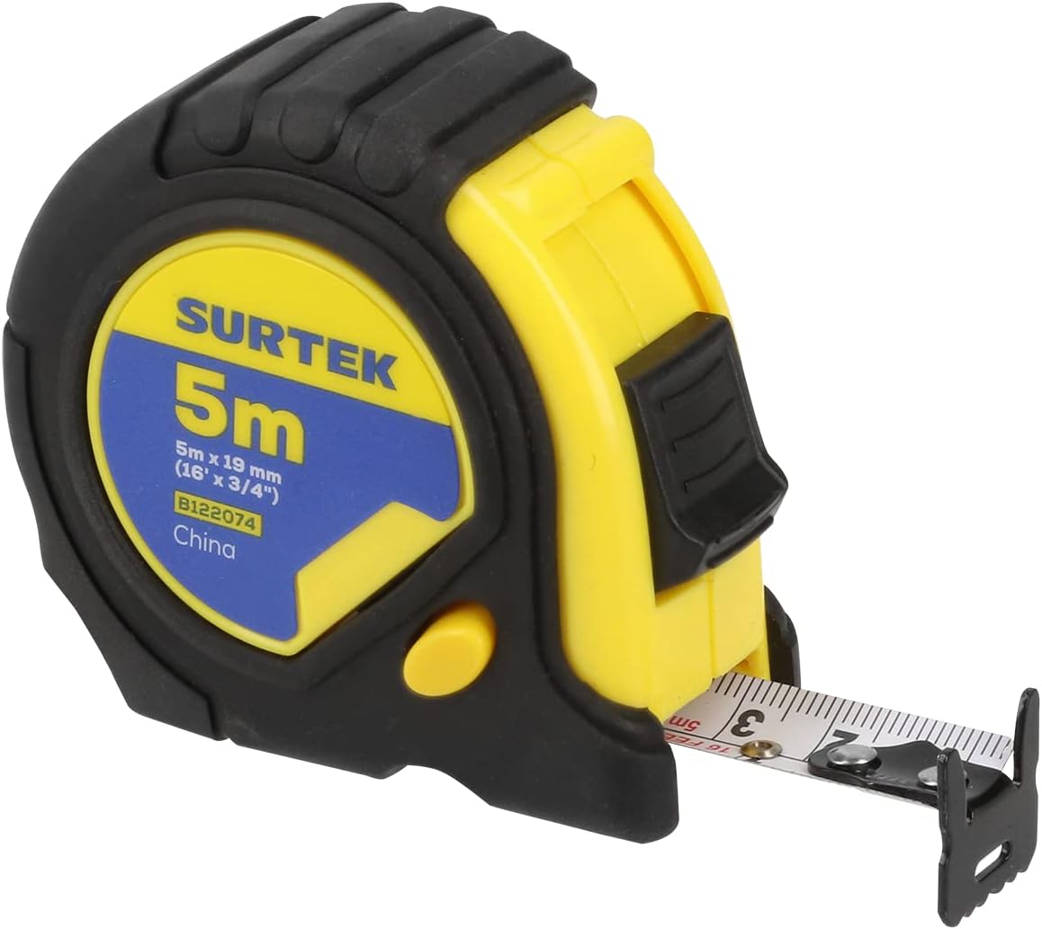 Surtek B122074 Flexómetro con carcasa rubber grip 5 m x 3/4"