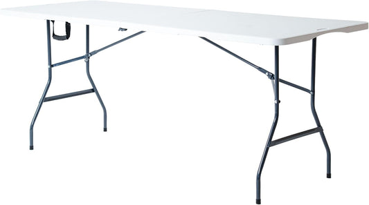 Mesa Plegable 180 cm Blanca – Tipo Portafolio Resistente, Mesa Multiusos para Eventos, Jardín, Banquetes y Negocio, Mode