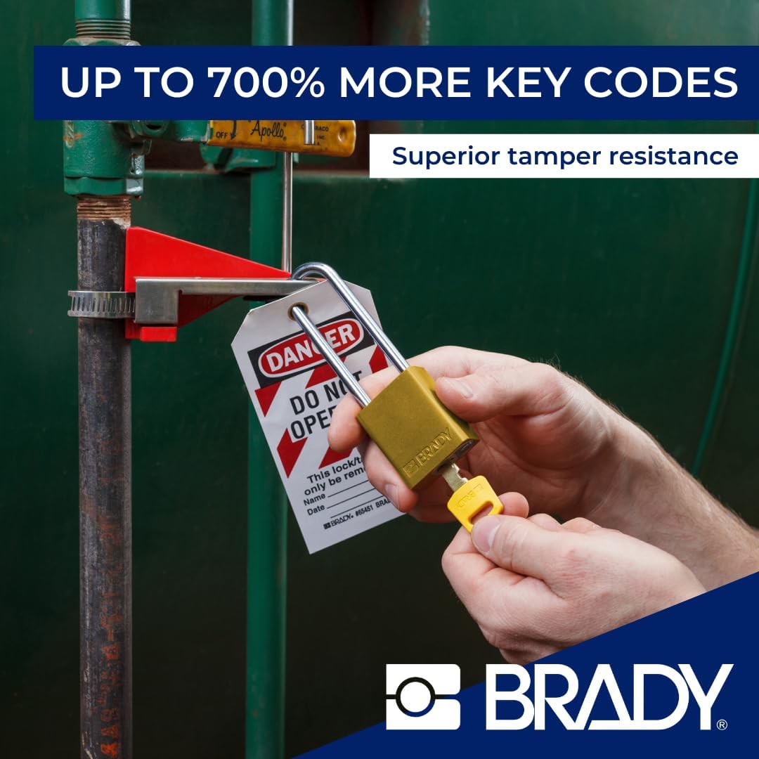 Brady SafeKey Candado de bloqueo de aluminio rojo de 1.5 pulgadas de acero con llave Shkl diferente