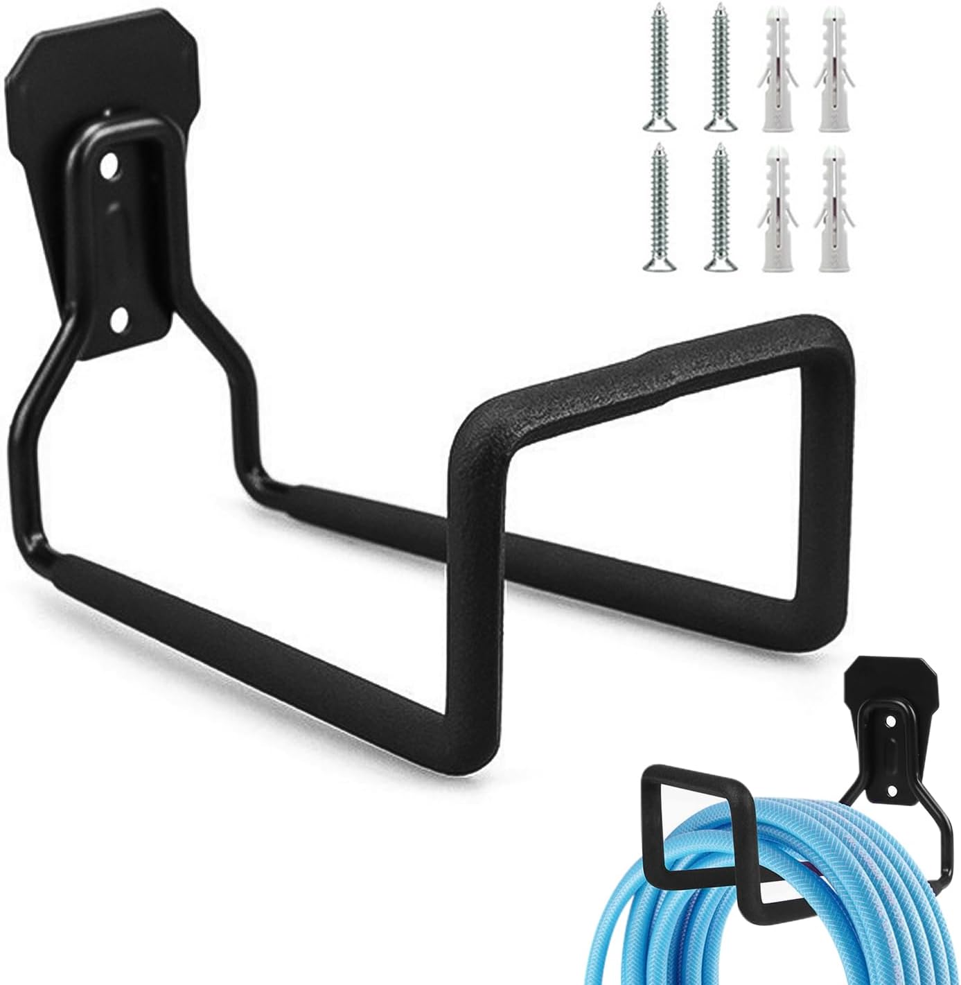 Soporte de Manguera de Montaje en Pared,Ganchos de Metal para Tubos de Agua para Patio Exterior, Garaje, Organizador de 