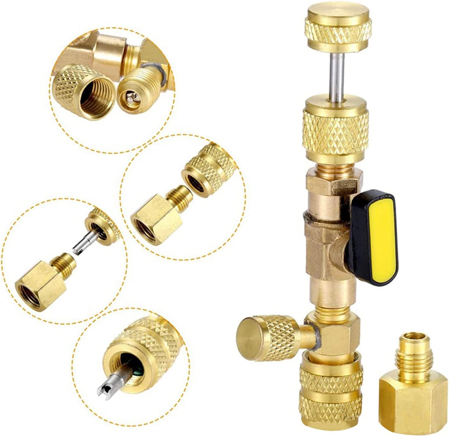 Almencla R410A R22 Extractor de núcleo de válvula de CA, doble tamaño de 1/4 y 5/16 pulgadas, instalación de extracción 