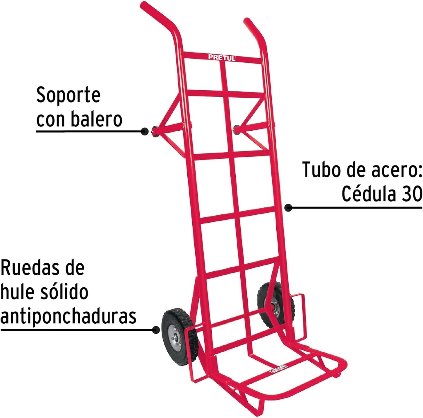 Pretul DIA-450, Diablo de carga de 450 kg, ruedas sólidas, doble balero