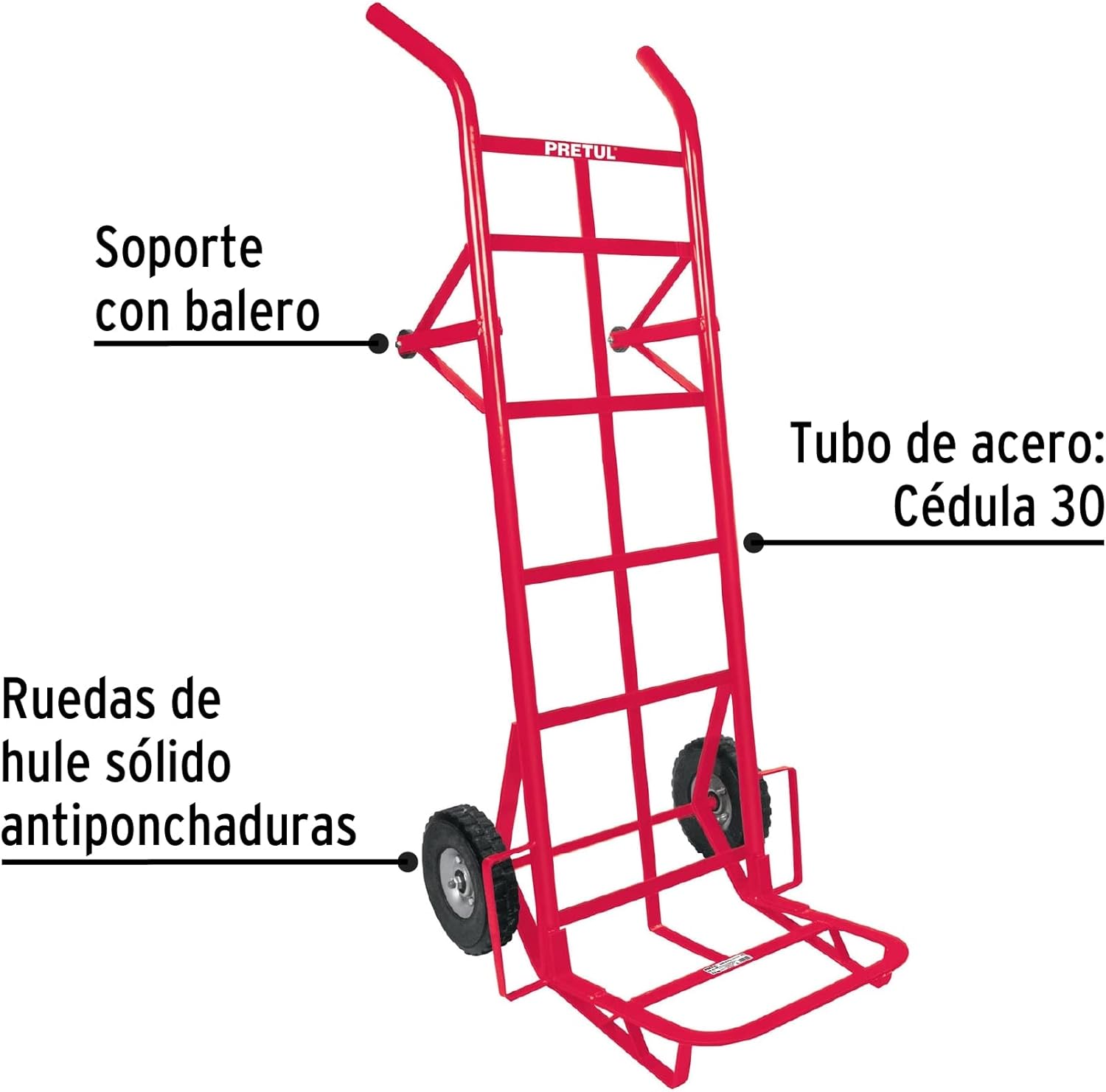 Pretul DIA-450, Diablo de carga de 450 kg, ruedas sólidas, doble balero