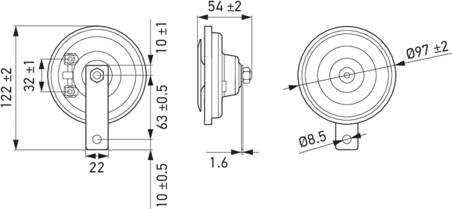 HELLA Claxon VW Sedán/Vocho 400Hz (002952011) Para Auto/Vehiculo/Coche/Carro, Motocicleta, Camión, Universal, Clásico