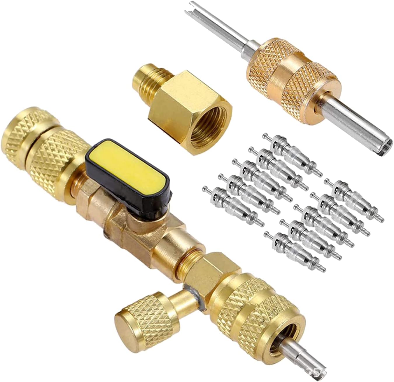 Almencla R410A R22 Extractor de núcleo de válvula de CA, doble tamaño de 1/4 y 5/16 pulgadas, instalación de extracción 