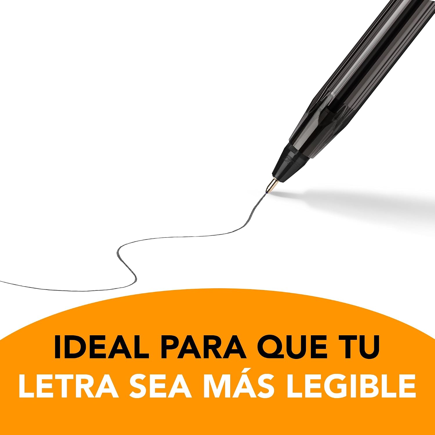 BIC, Bolígrafo de Punto Ultra Fino, Pluma Clásica, Cristal Precisión y Suavidad, Tinta Color Negro, 12 piezas