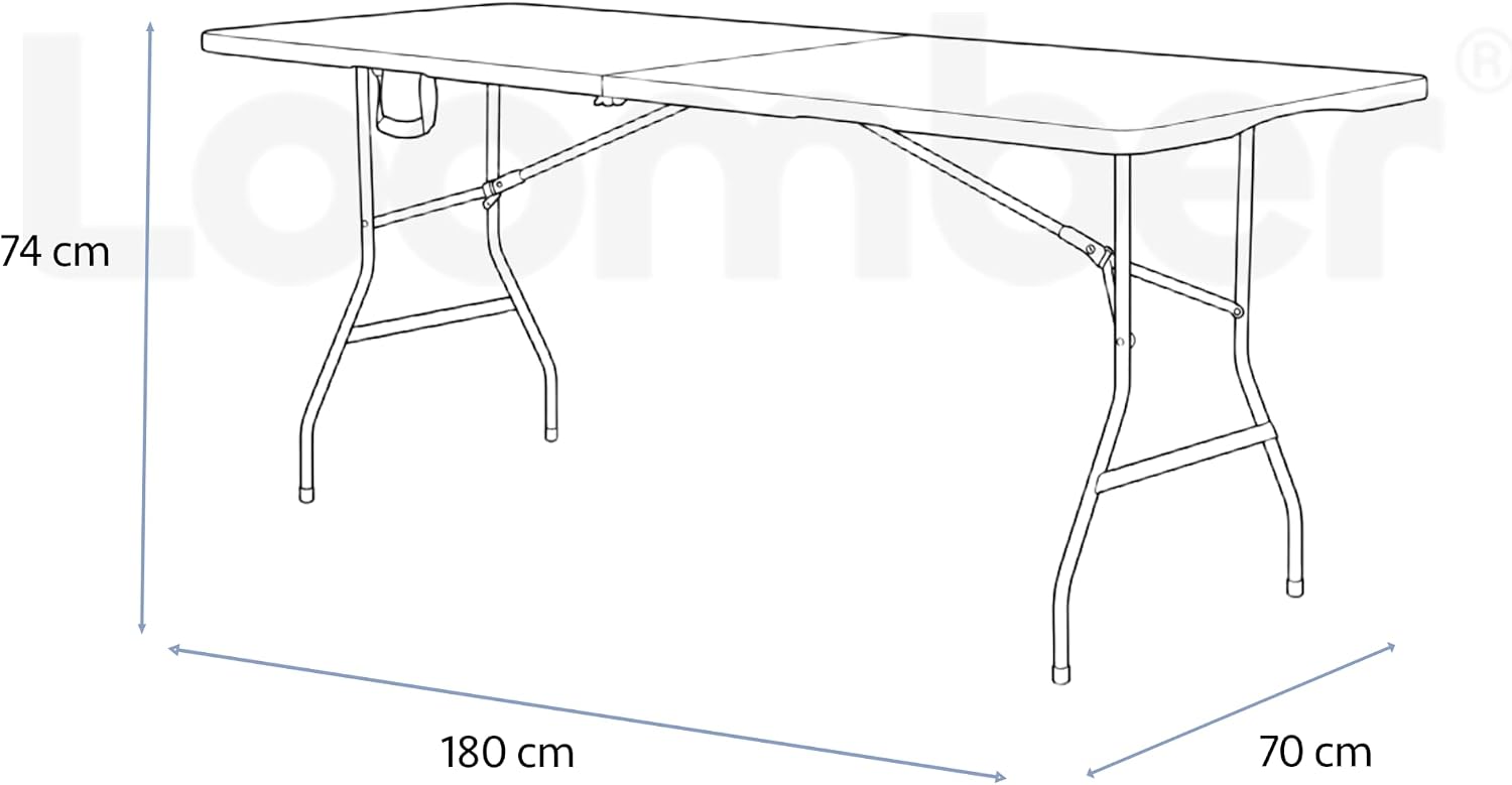 Mesa Plegable 180 cm Blanca – Tipo Portafolio Resistente, Mesa Multiusos para Eventos, Jardín, Banquetes y Negocio, Mode