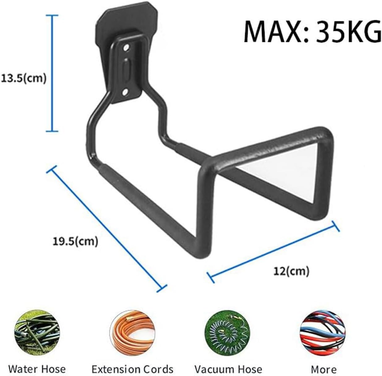 Soporte de Manguera de Montaje en Pared,Ganchos de Metal para Tubos de Agua para Patio Exterior, Garaje, Organizador de 