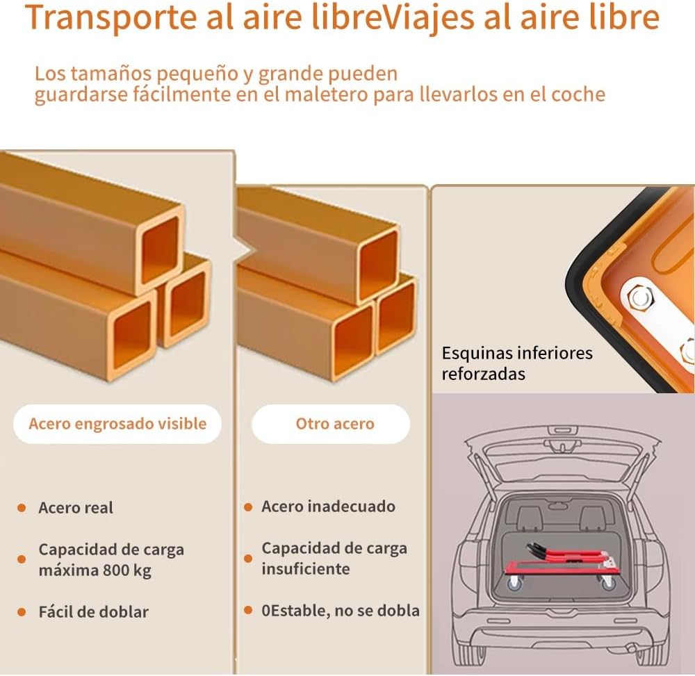 FINYQBET Diablito de Carga Plegable Carro Plataforma, Carga Máx. 350 kg, Ruedas Silenciosas 360° y Plataforma Antidesliz
