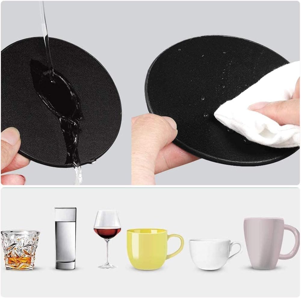 Juego de 6 posavasos de piel para mesa de computadora, duradero y antideslizante, perfectos para tazas de café de vidrio