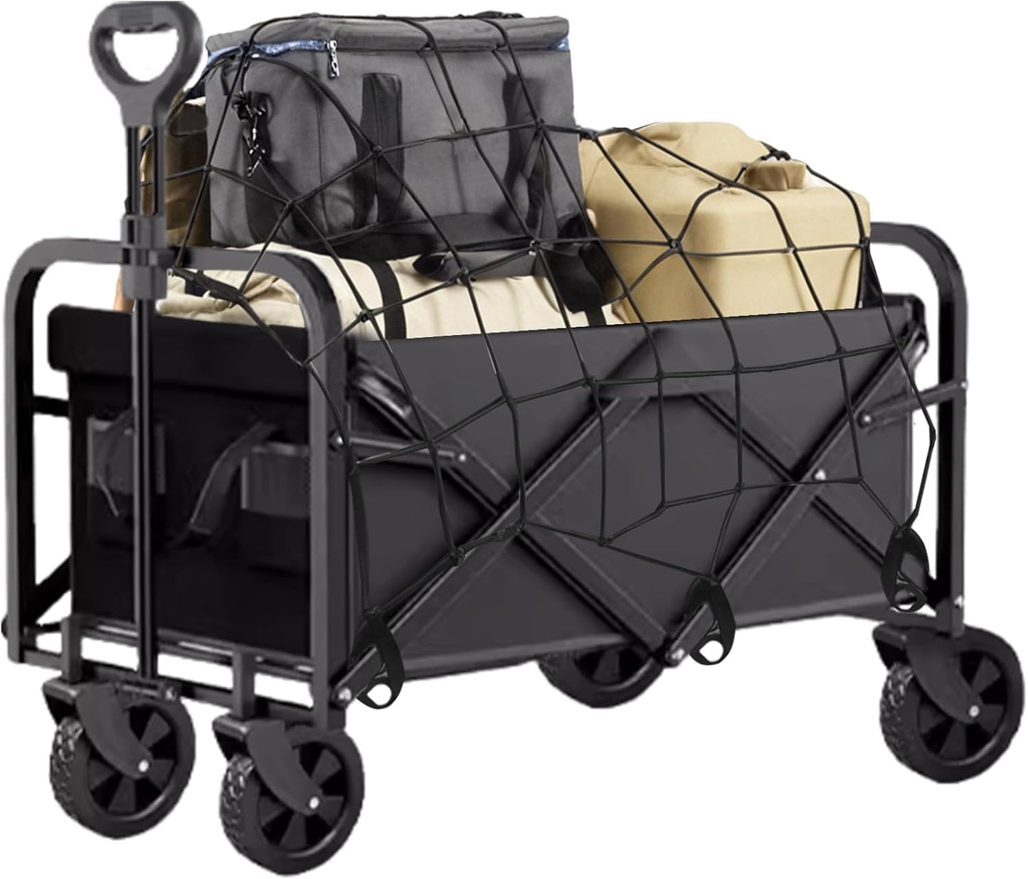 EMAGIE Carrito Plegable con Ruedas - con Red de Seguridad Carrito de Mandado 120 Kg de Capacidad de Carga Carro de Campa
