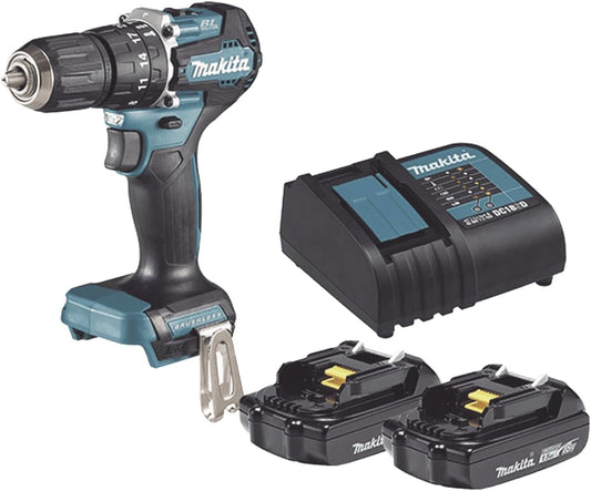Makita Rotomartillo, taladro, atornillador, con broquero ½” inalambrico 18v. 2 velocidades. DHP487SYX2