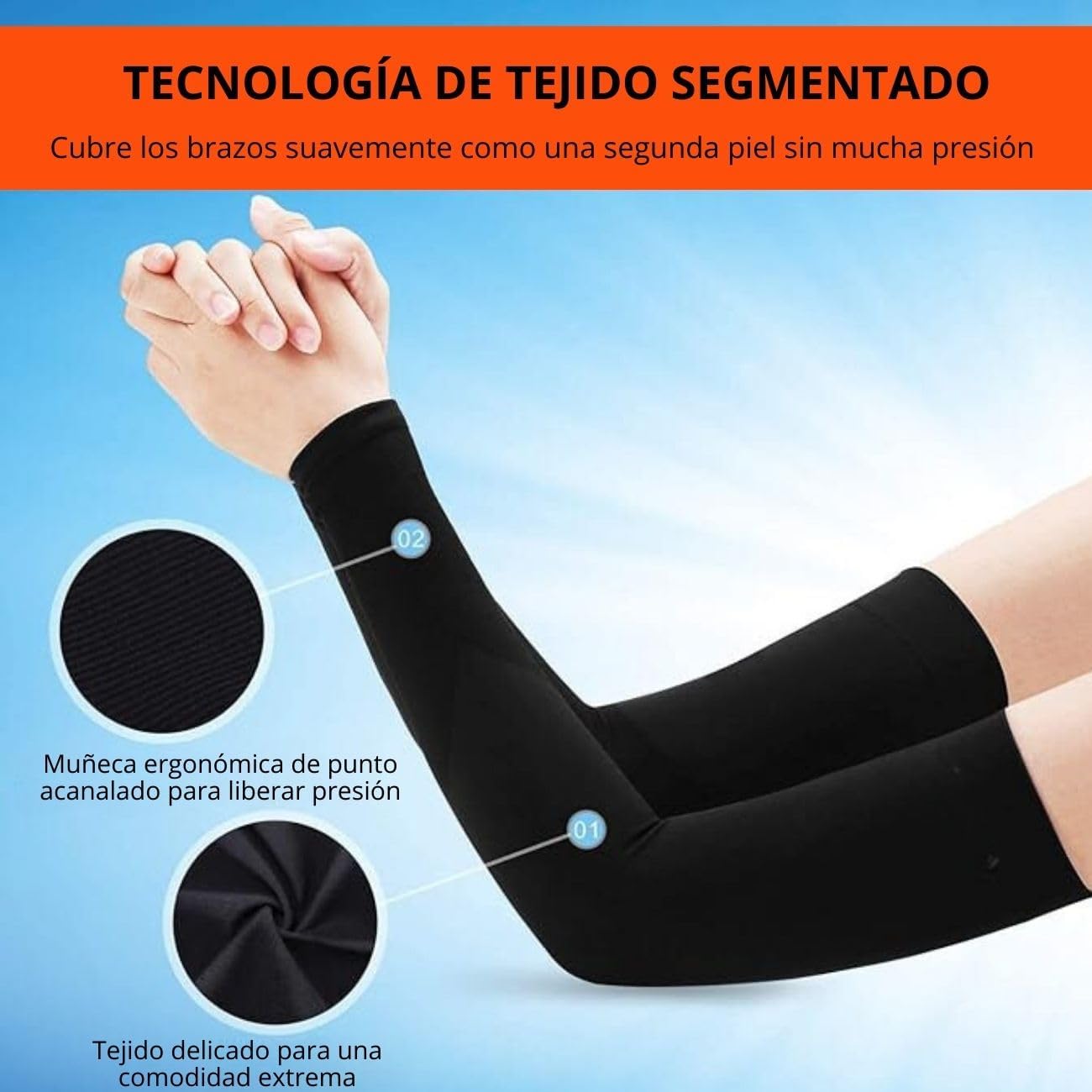 Timotech 4 Pares de Mangas de Protección UV para Brazos, Mangas para Sol Deportivas Fresco y Transpirable, Cubierta de T