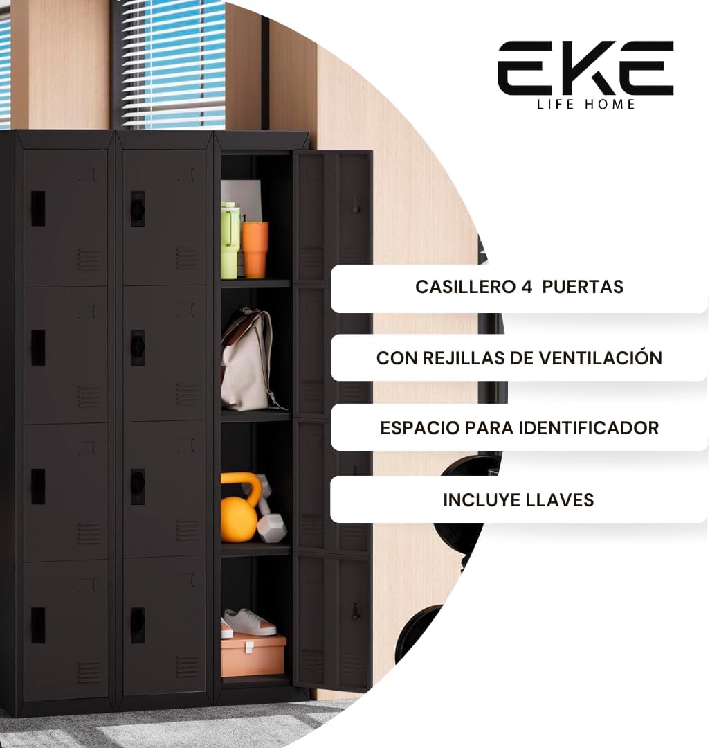 EKE Locker Metalico 185 X 38 X 45 Grande Almacenamiento Resistente Lockers Casilleros de Metal con Llave para Oficina Es