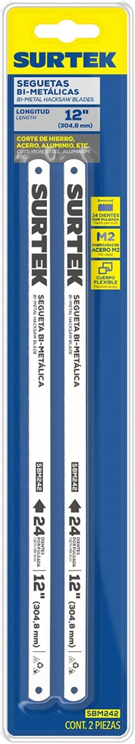 Surtek SBM242 Segueta bimetálica en blíster 12", 24 DPP, 2 piezas