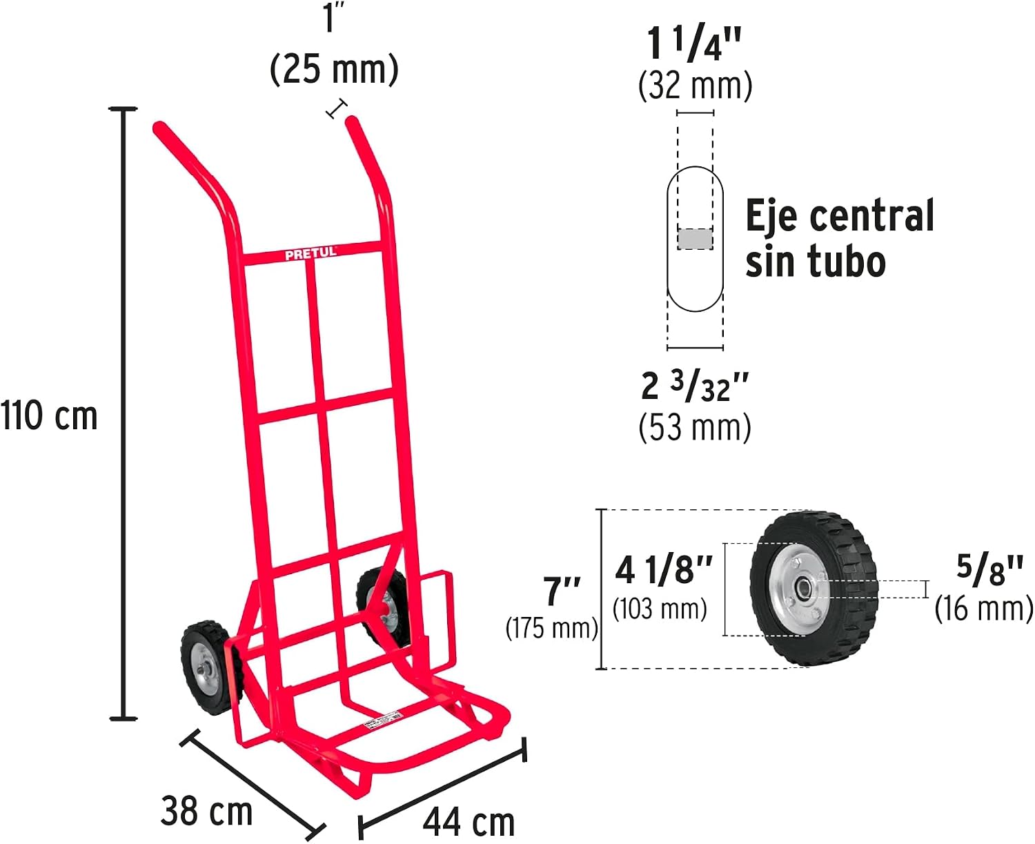 Pretul DIA-200, Diablo de carga de 200 kg, ruedas sólidas, balero sencillo