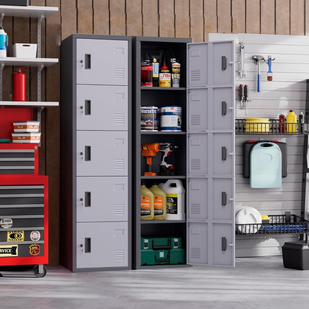EKE Locker Metalico 185 X 38 X 45 Grande Almacenamiento Resistente Lockers Casilleros de Metal con Llave para Oficina Es