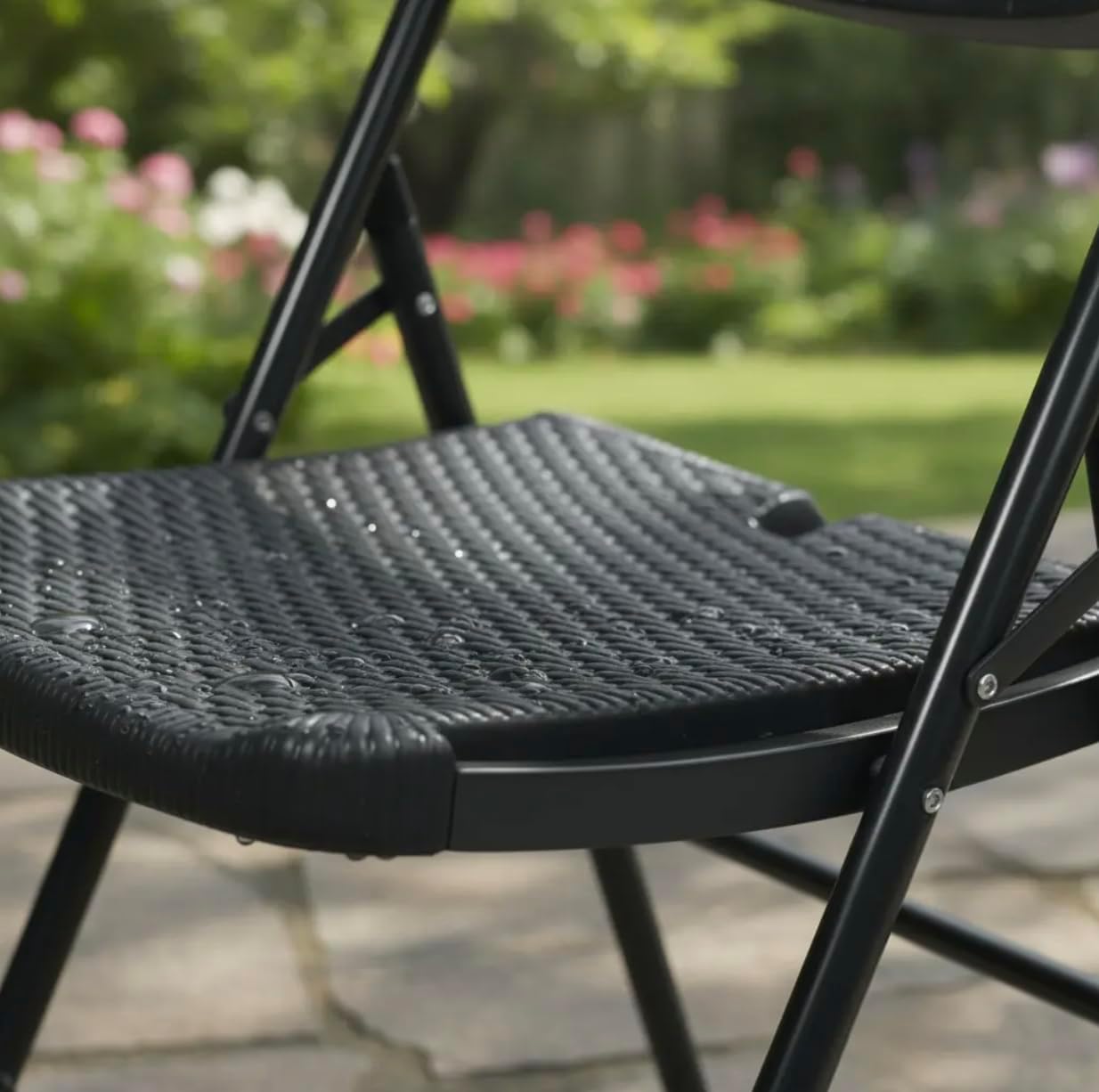 Silla Plegable Diseño Simil Ratán Negro
