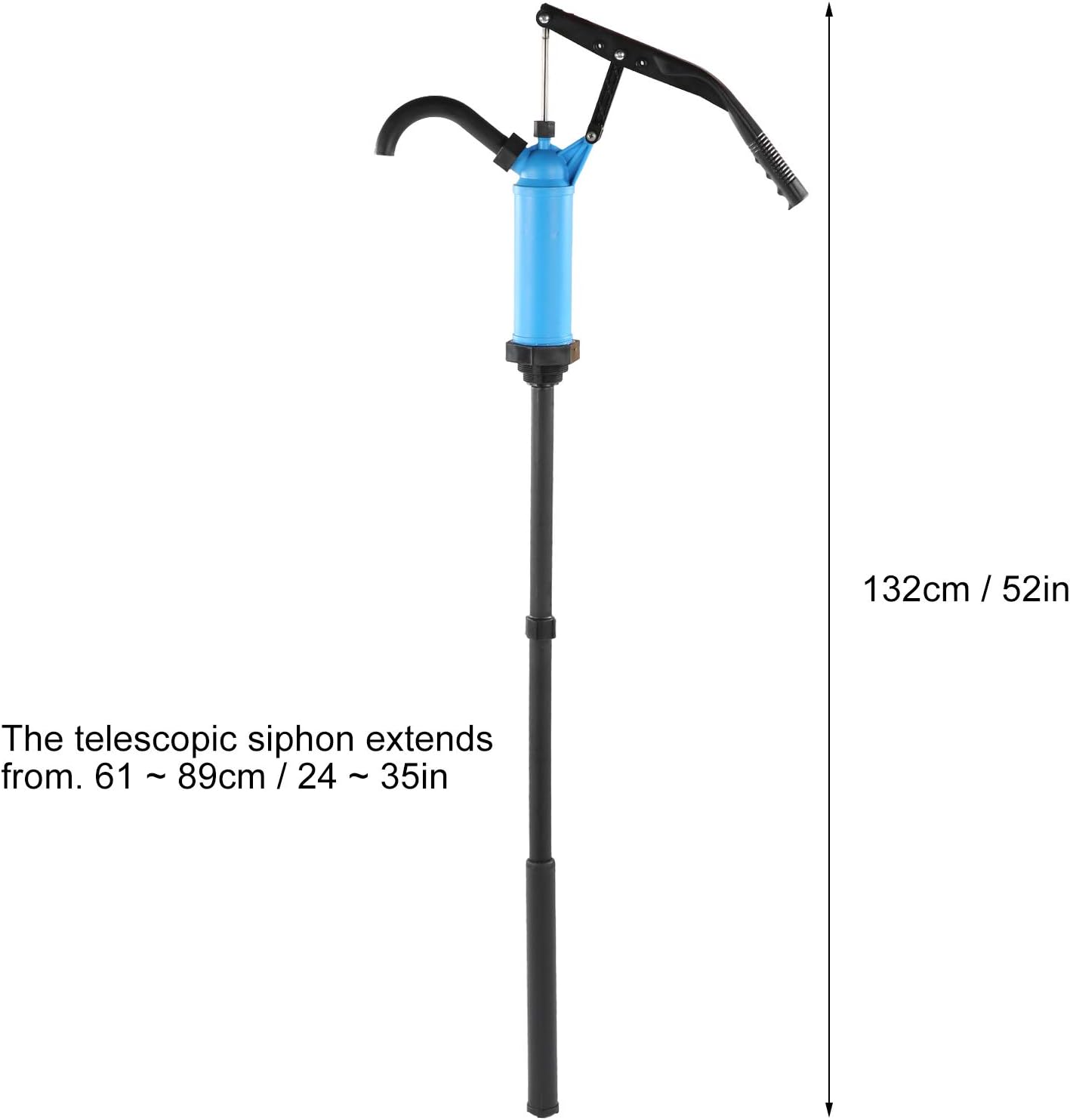 Bomba Manual de Barril, Sifón Telescópico 61-89cm para Barriles de 55 Galones y Transferir Agua Aceite Combustible Diése