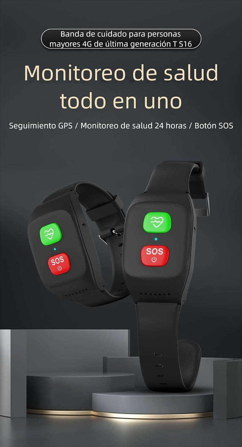 MJVV Pulsera Inteligente Localizador GPS para Personas, Rastreador GPS con Tarjeta SIM, Llamada SOS, Detección de Caídas