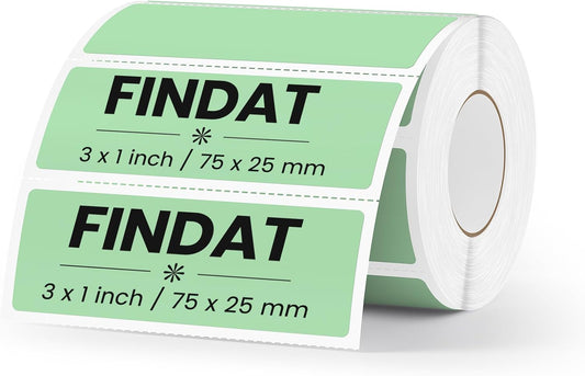 Etiquetas térmicas verdes, 76 × 25 mm, rectangulares, autoadhesivas, 500 unidades | Para oficina, bricolaje, diseño, cód