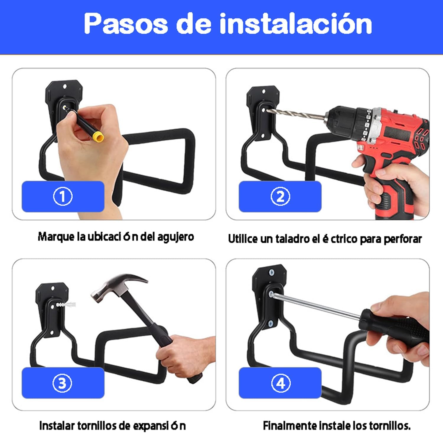 Soporte de Manguera de Montaje en Pared,Ganchos de Metal para Tubos de Agua para Patio Exterior, Garaje, Organizador de 