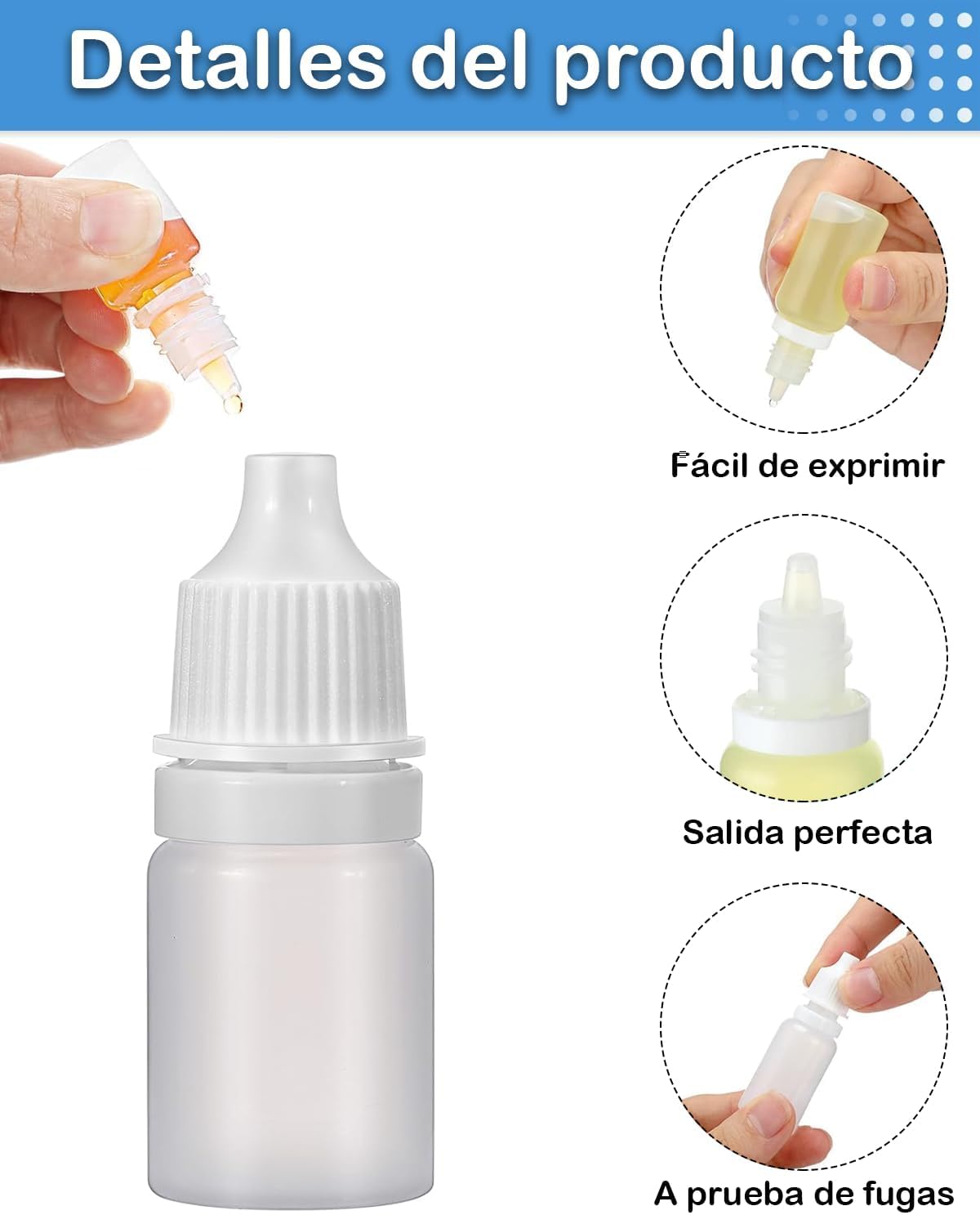 100 Goteros, Gotas De Plástico Para Artistas y Entusiastas Del Bricolaje, Entre Otros, Para Rellenos De Cartuchos De Tin